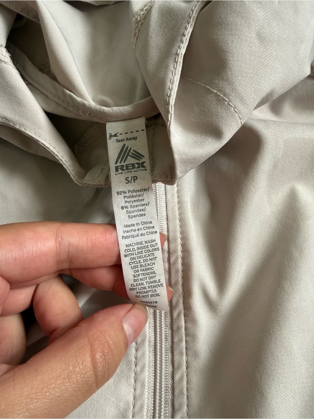 RBX Light Beige Hooded Zip-Up Active Jacket Size Small - Picture 3 of 3